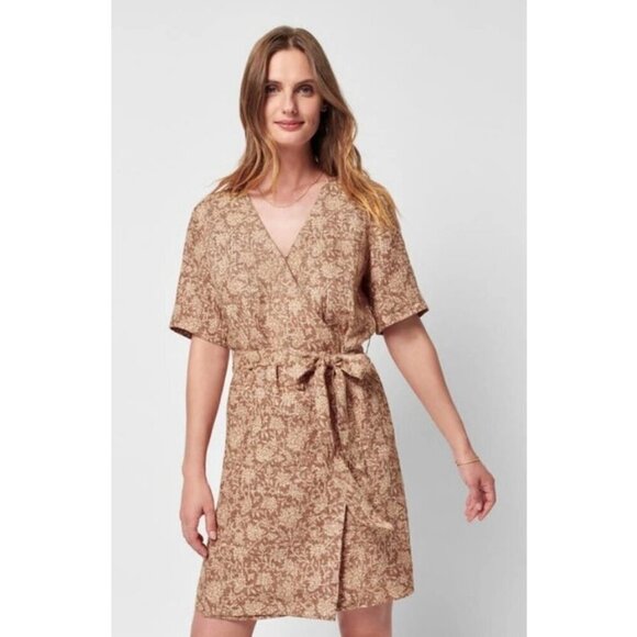 💕FAHERTY💕 Ashley Linen Dress ~ Bronze Riviera Floral XS NWT - Picture 2 of 16